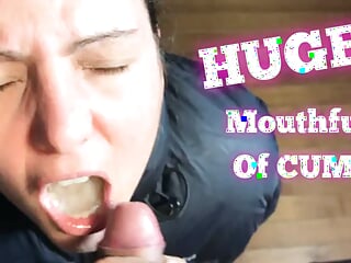 Nerd Wife Massive Tongue Cumshot, Glasses & Puffer Jacket free video