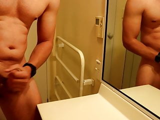 Muscular Guy With Thick Cock Shoots Load All Over Bathroom free video