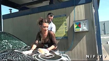 Beautiful French Brunette In Fishnet Anal Fucked Outdoor At The Carwash free video