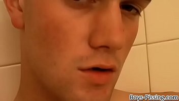 Horny Young Man Splashing Piss And Cum In The Shower