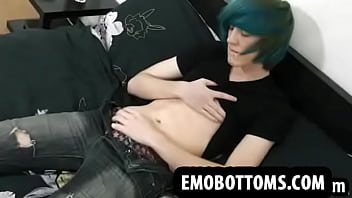 This Sexy Emo Twink With Blue Hair Is Masturbating free video