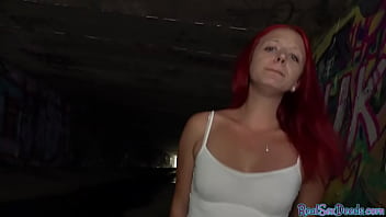 Busty Redhead Euro Publicly Fucking In Kinky Couple