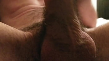 Playing With Big Cock And Slathering Cum All Over Hairy Chest free video
