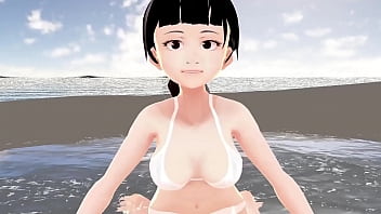Honda Cocoa Anime Girl Introduce Herself In White Bikini