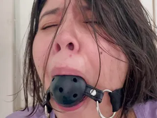 Ball Gagged Girl Struggle In Tape Bondage free video