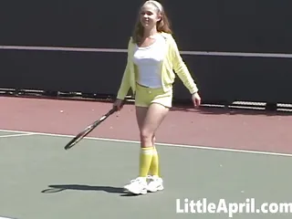 Sexy Teen Girl Little April Playing Tennis free video