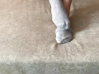 Gloria Gimson Strokes Her Sexy Feet In Gray Socks free video