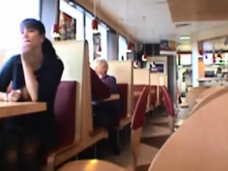 Dark Haired Chick Flash Tits In Public Restaurant free video