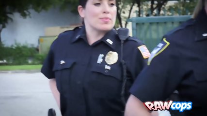 Brunette Bites Blonde Cop S Huge Nipples While Gets Fucked free video